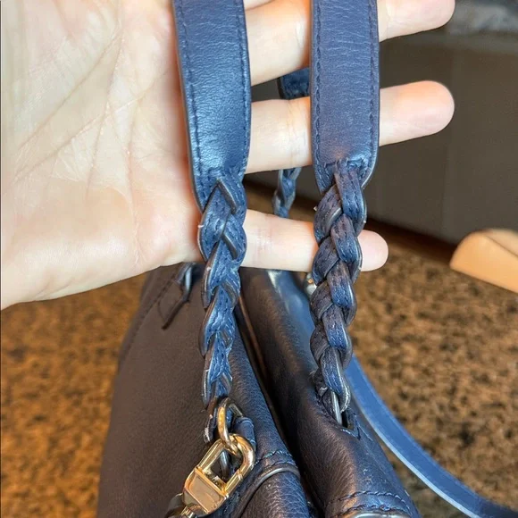 Tory Burch Navy Half Moon Satchel - Picture 10 of 15